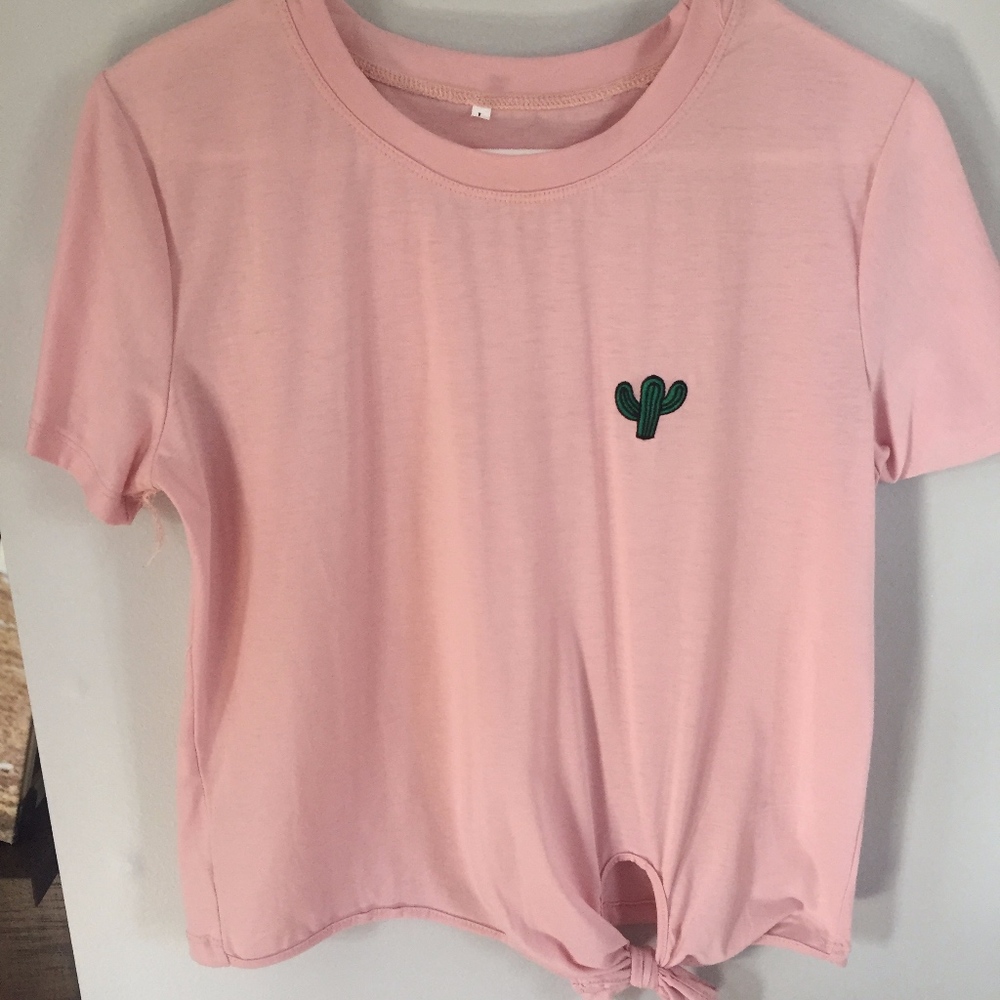 Pink Cactus T-Shirt with Bow
